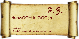 Huszárik Zója névjegykártya